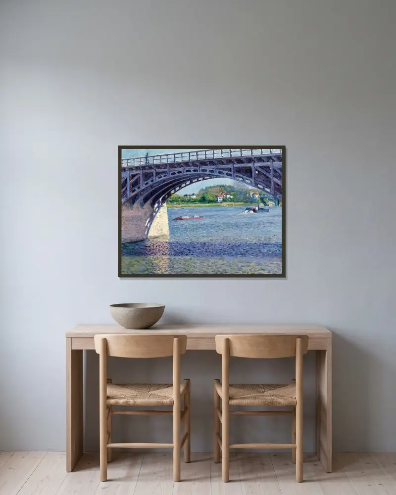 Le Pont D’argenteuil Et La Seine av Gustave Caillebotte inramad på en vägg
