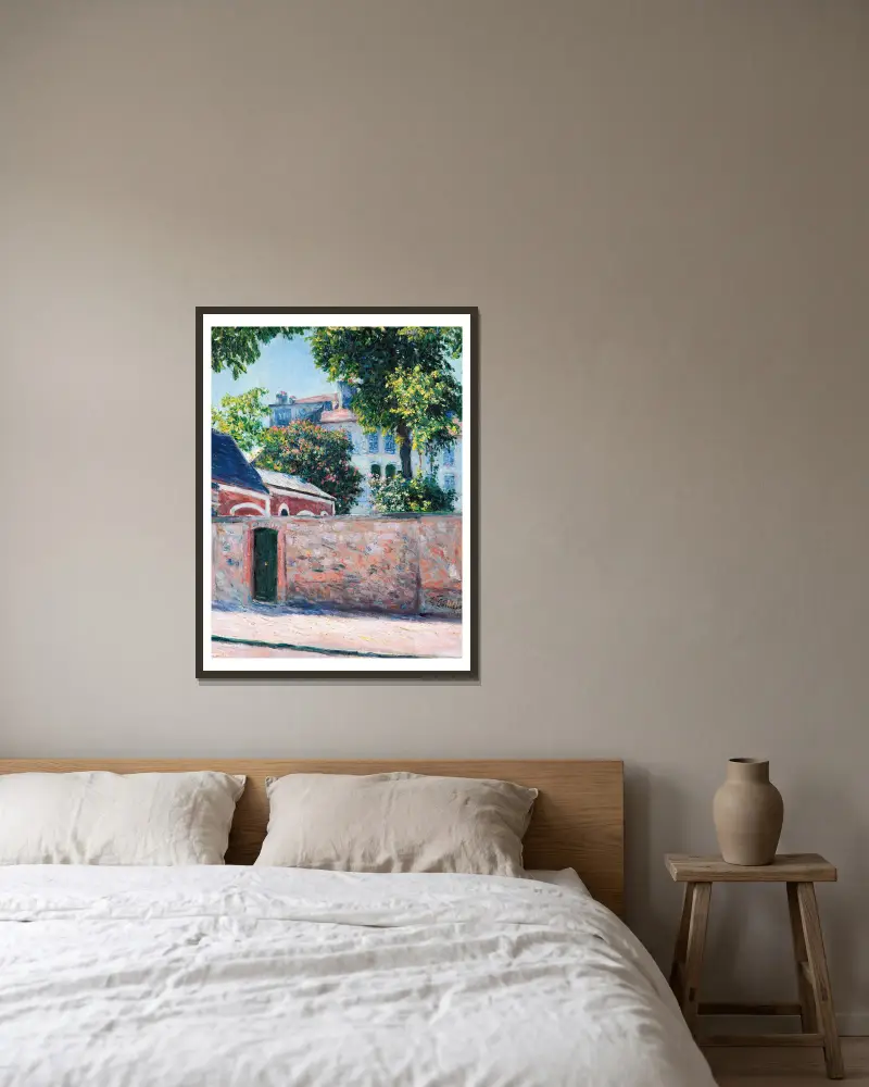 Häuser in Argenteuil von Gustave Caillebotte gerahmt an einer Wand