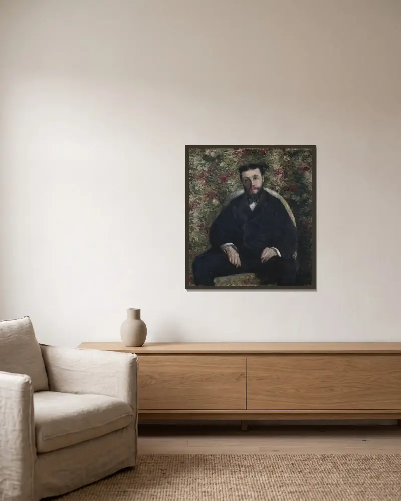 Portrait de A. Cassabois av Gustave Caillebotte inramad på en vägg