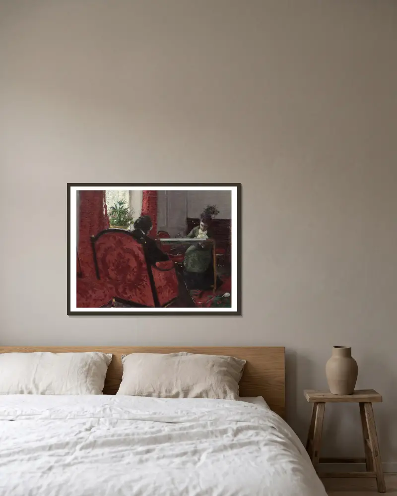 Portraits dans un intérieur av Gustave Caillebotte inramad på en vägg