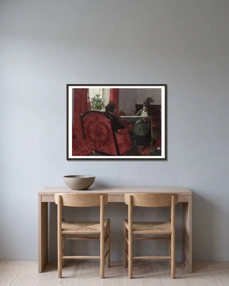 Portraits dans un intérieur av Gustave Caillebotte inramad på en vägg