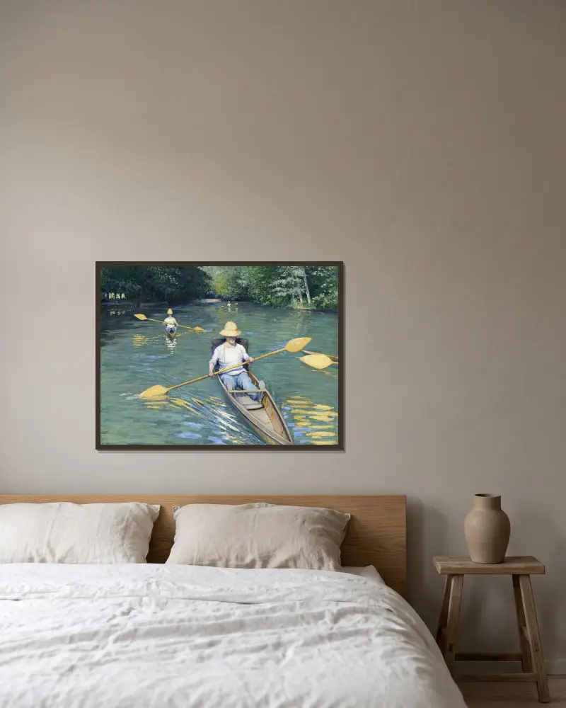 Skiffs von Gustave Caillebotte gerahmt an einer Wand