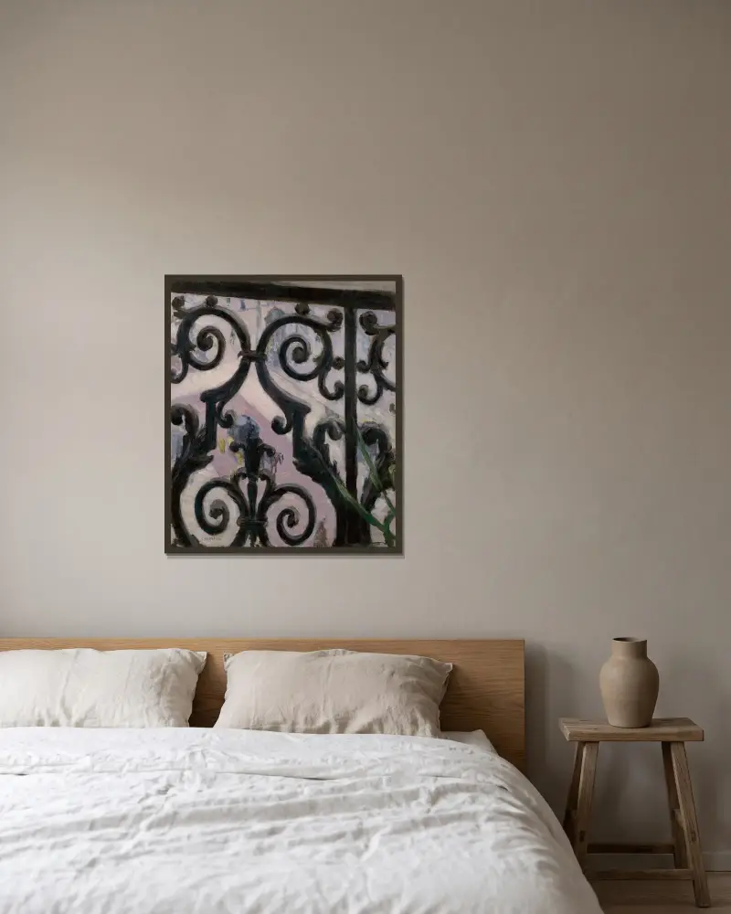 Blick von einem Balkon von Gustave Caillebotte gerahmt an einer Wand