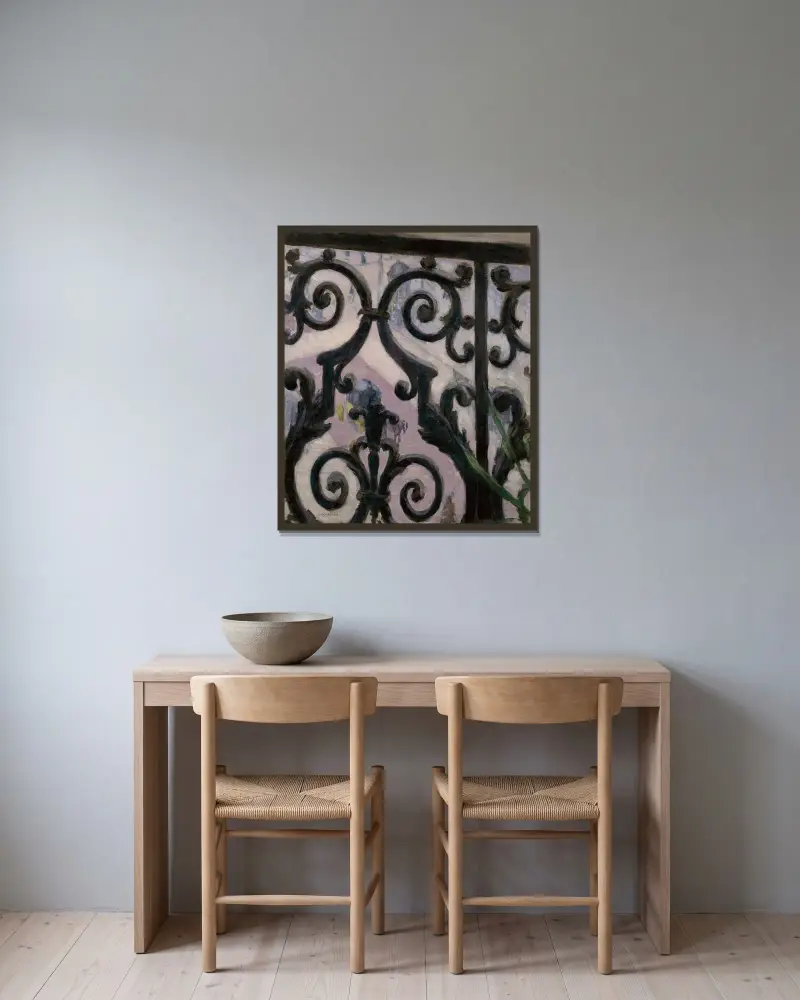 Blick von einem Balkon von Gustave Caillebotte gerahmt an einer Wand