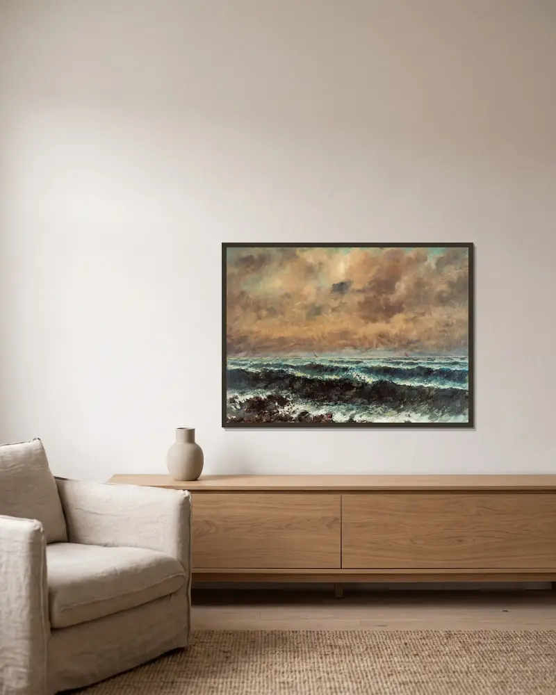 Autumn Sea av Gustave Courbet inramad på en vägg
