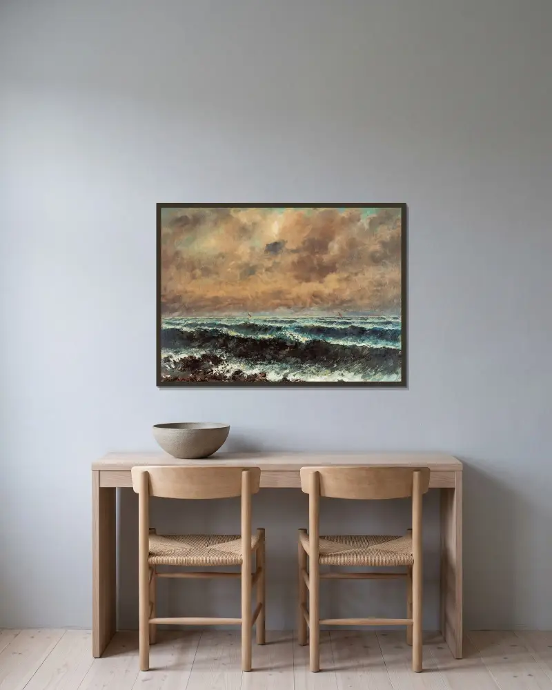 Autumn Sea av Gustave Courbet inramad på en vägg