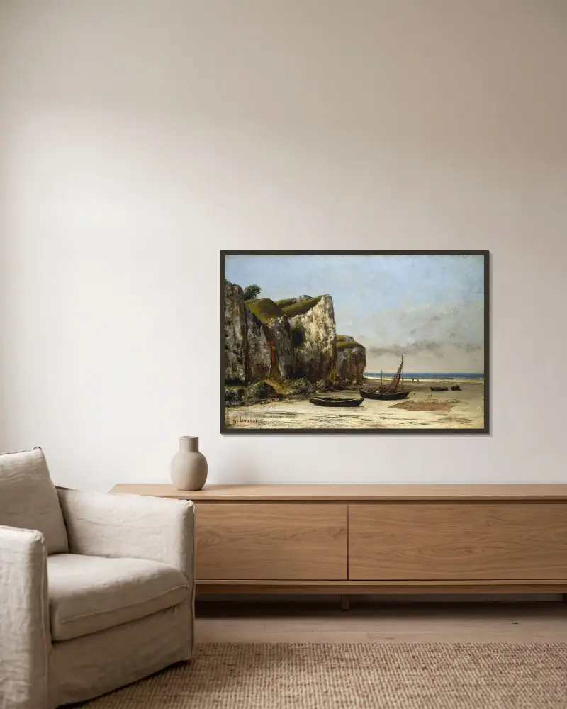 Strand in der Normandie, 1872 von Gustave Courbet gerahmt an einer Wand