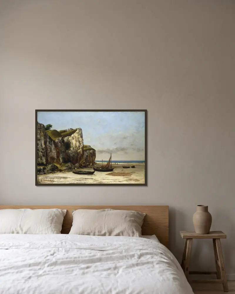 Strand in der Normandie, 1872 von Gustave Courbet gerahmt an einer Wand