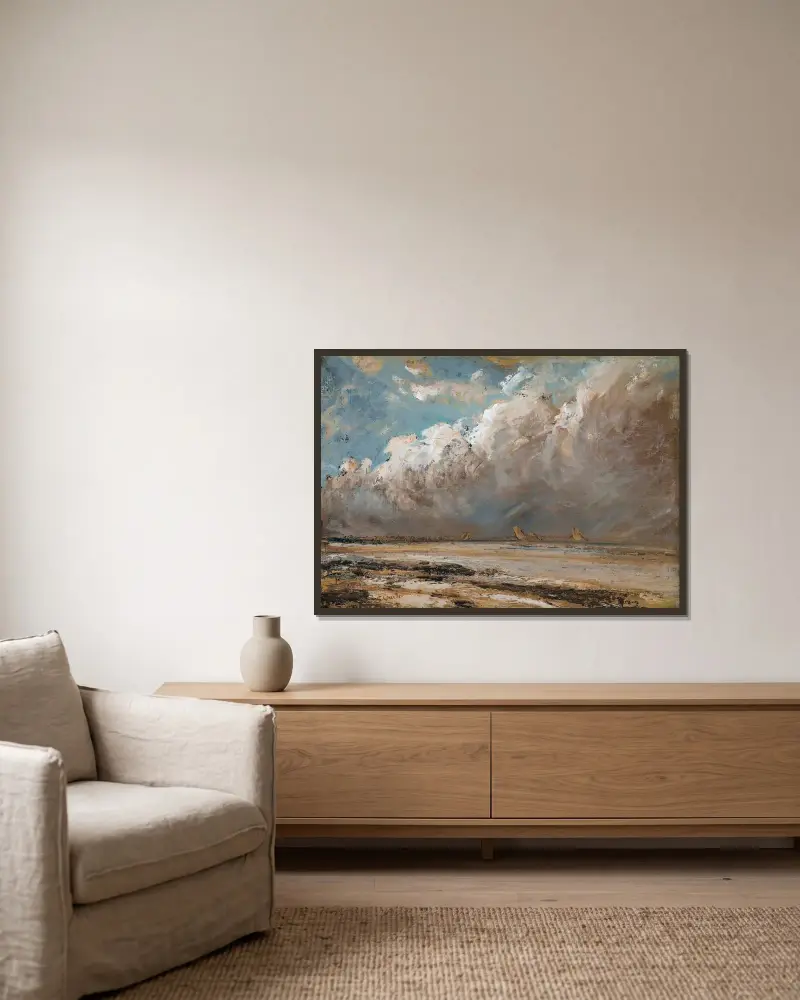 Strand in der Normandie, Nr. 1 von Gustave Courbet gerahmt an einer Wand