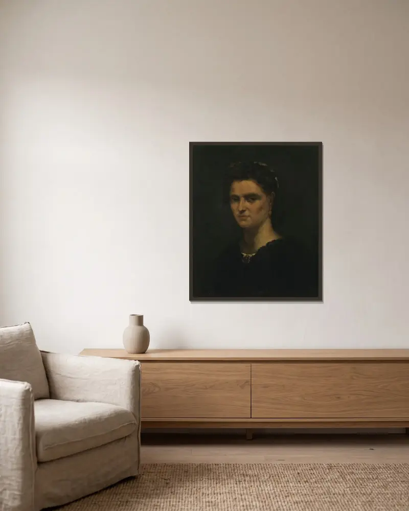 Bildnis einer Dame von Gustave Courbet gerahmt an einer Wand