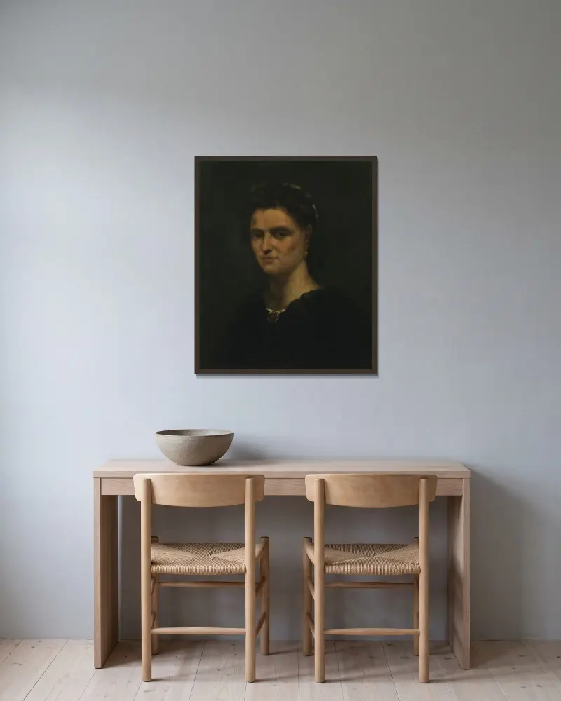 Bildnis einer Dame von Gustave Courbet gerahmt an einer Wand