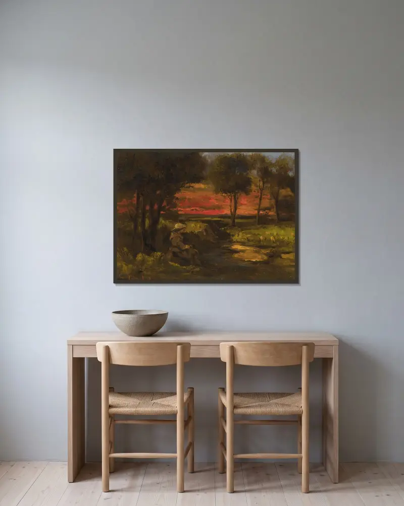 Bretonische Spinnerin von Gustave Courbet gerahmt an einer Wand