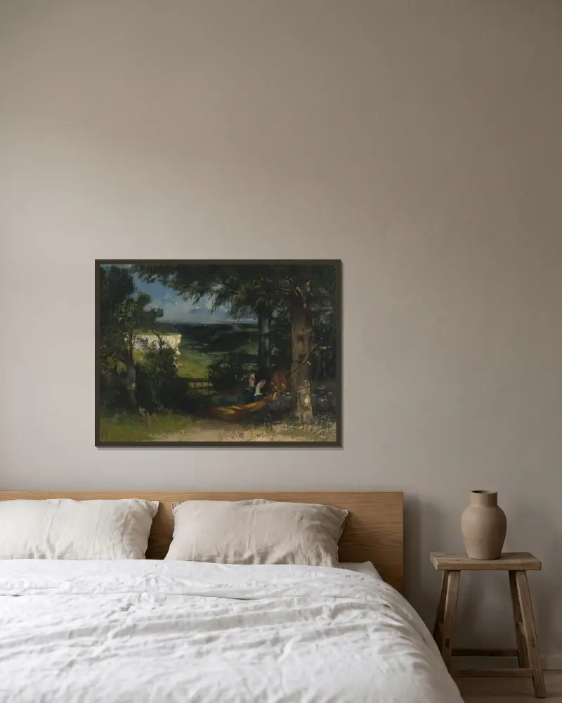 Femme dans un hamac av Gustave Courbet inramad på en vägg