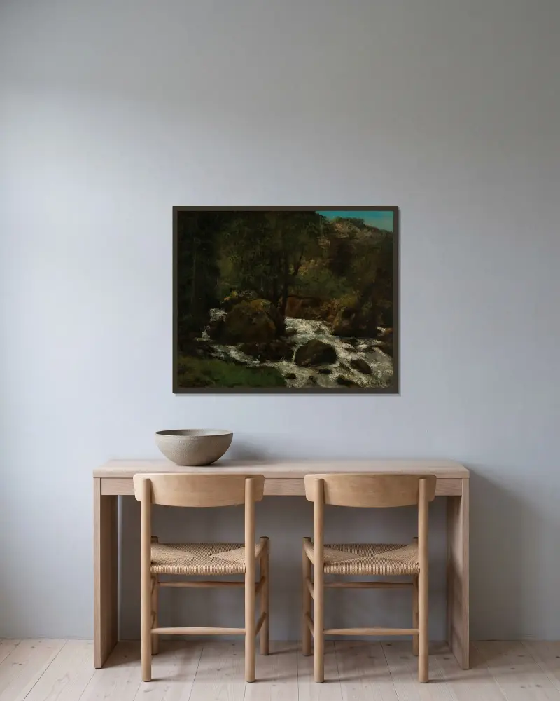Forest Brook, Jura av Gustave Courbet inramad på en vägg