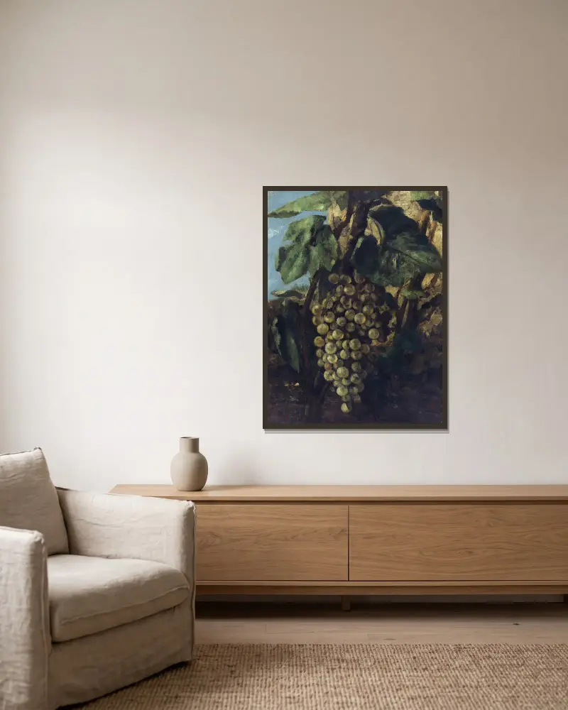 Grappe De Raisins av Gustave Courbet inramad på en vägg