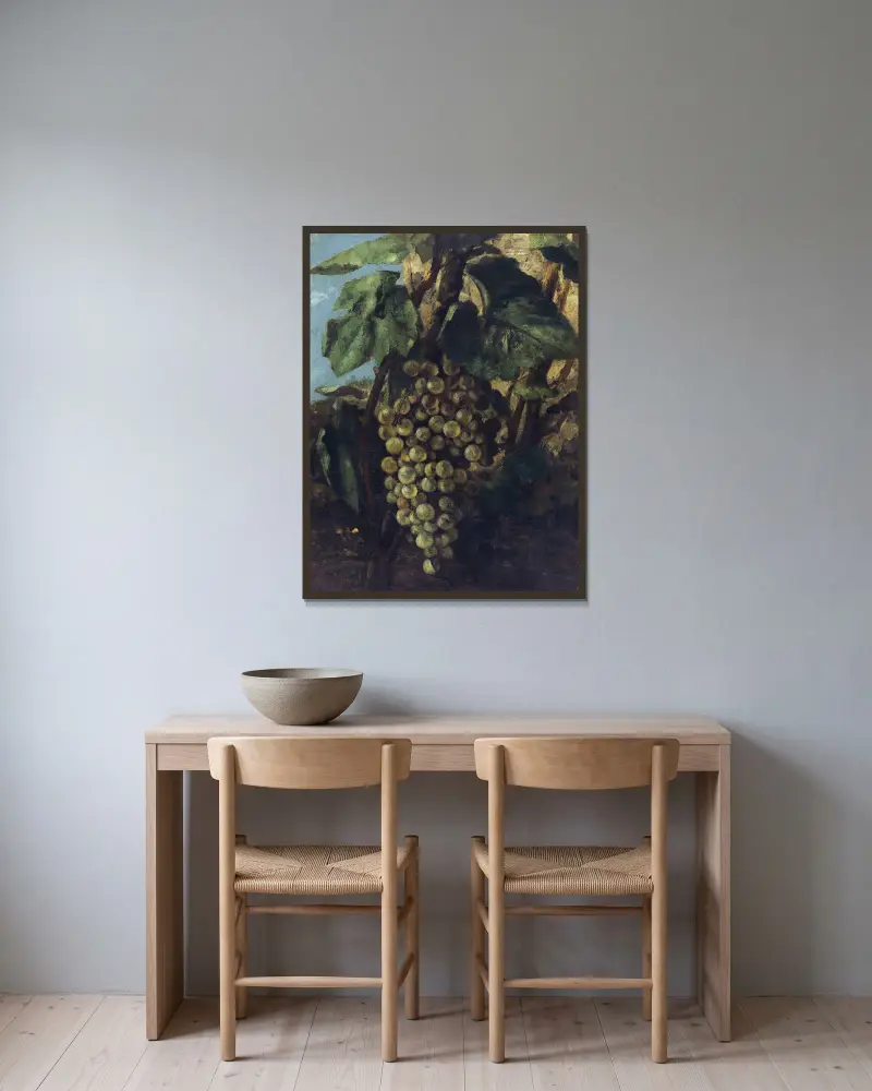 Grappe De Raisins av Gustave Courbet inramad på en vägg