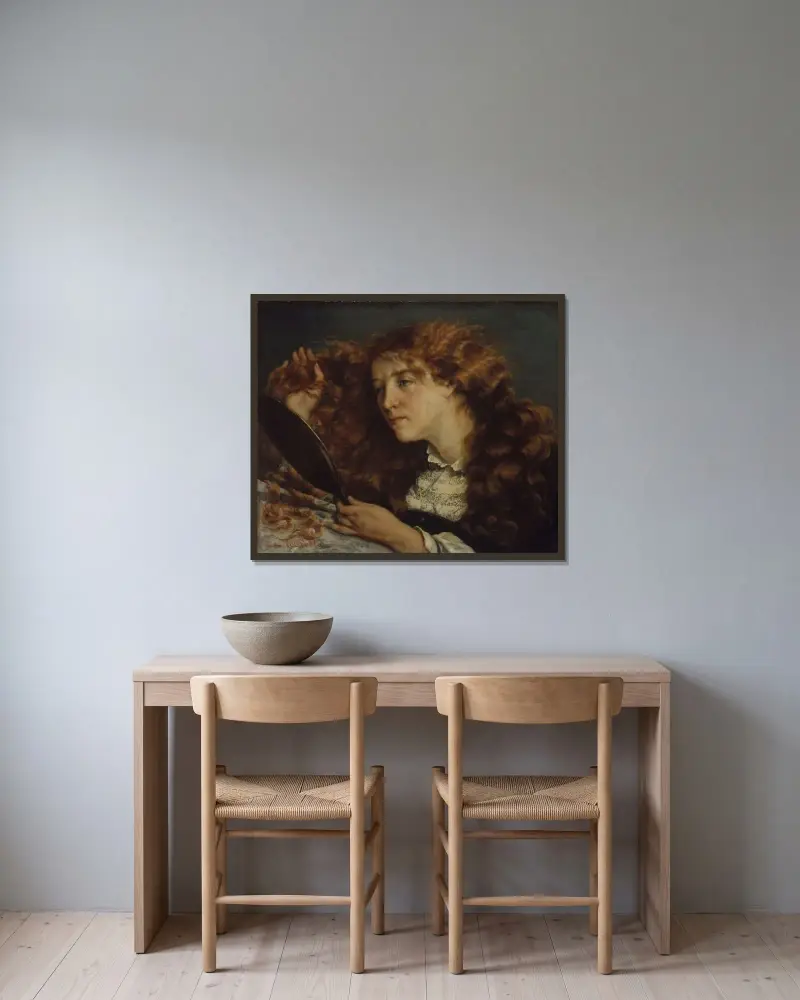 Jo, La Belle Irlandaise av Gustave Courbet inramad på en vägg