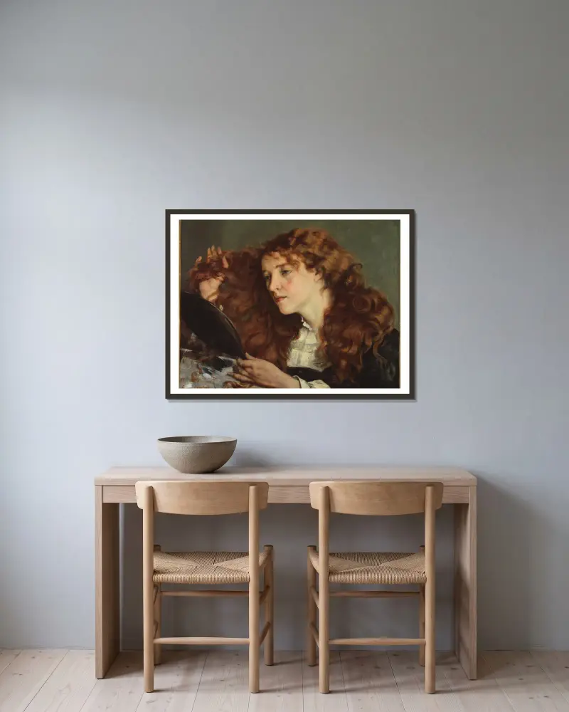 Jo, The Beautiful Irish Girl av Gustave Courbet inramad på en vägg