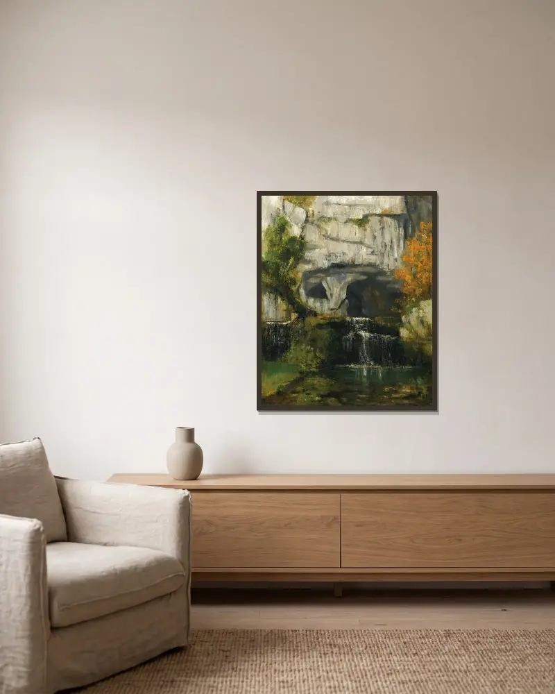 Pramen Lison, Gustave Courbet v rámu na stěně