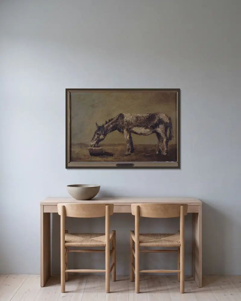 Der Esel von Gustave Courbet gerahmt an einer Wand