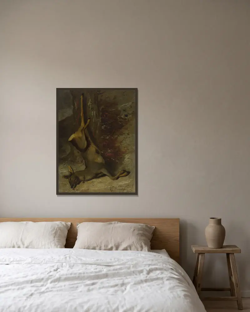 Le Chevreuil av Gustave Courbet inramad på en vägg