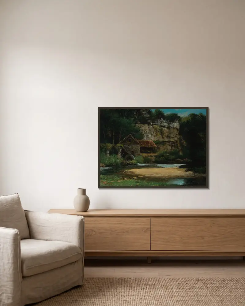 Młyn, Gustave Courbet w ramie na ścianie