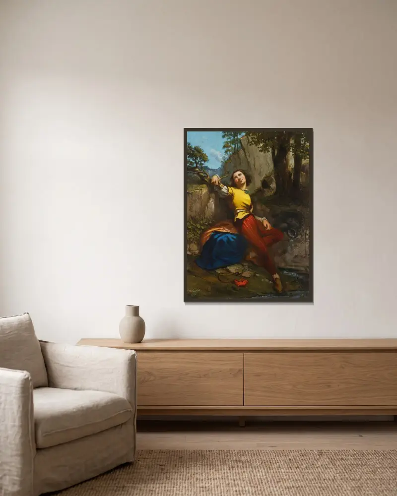 Le poète ou Le sculpteur av Gustave Courbet inramad på en vägg