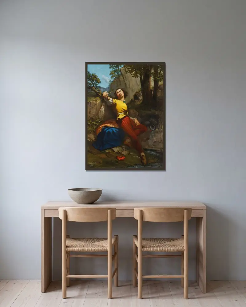Le poète ou Le sculpteur av Gustave Courbet inramad på en vägg
