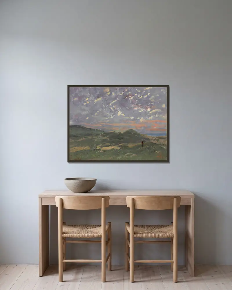 Les Dunes De Deauville av Gustave Courbet inramad på en vägg