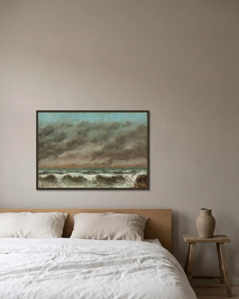 Marine von Gustave Courbet gerahmt an einer Wand