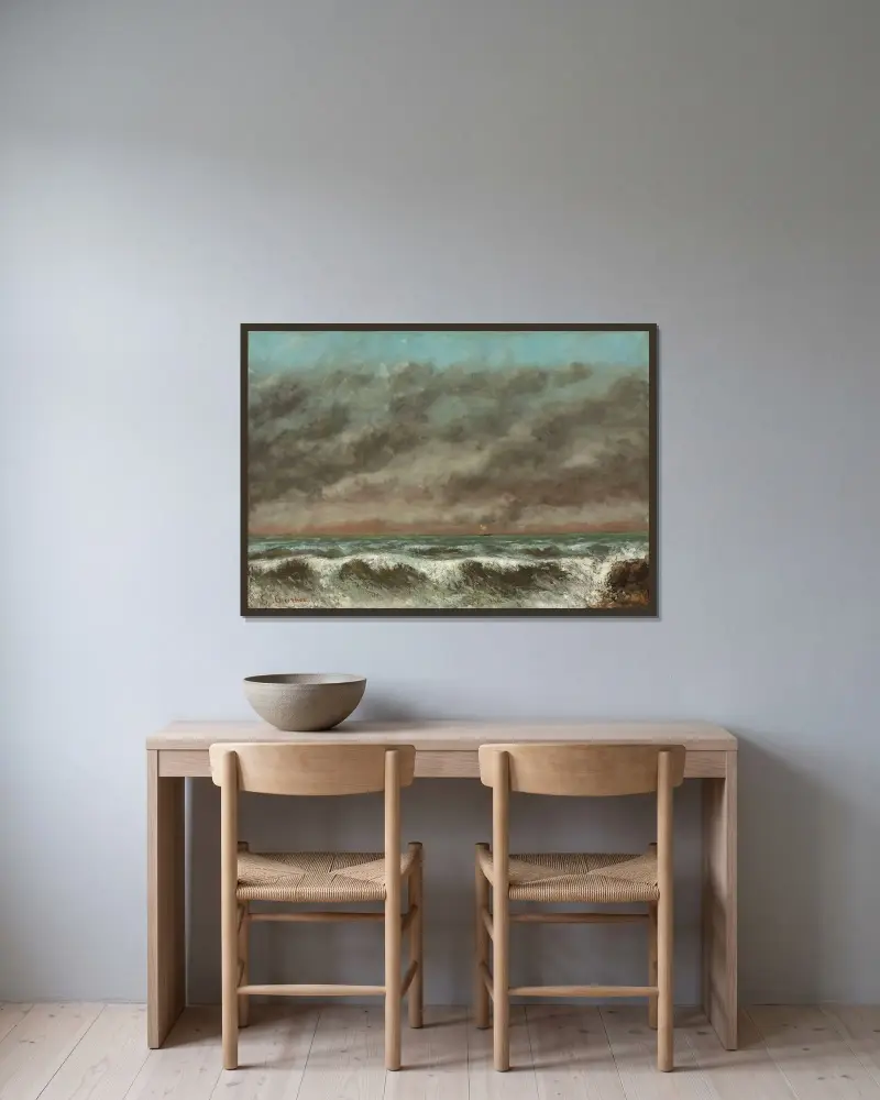 Marine von Gustave Courbet gerahmt an einer Wand