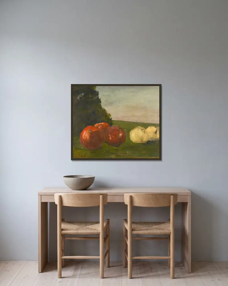 Stillleben von Gustave Courbet gerahmt an einer Wand