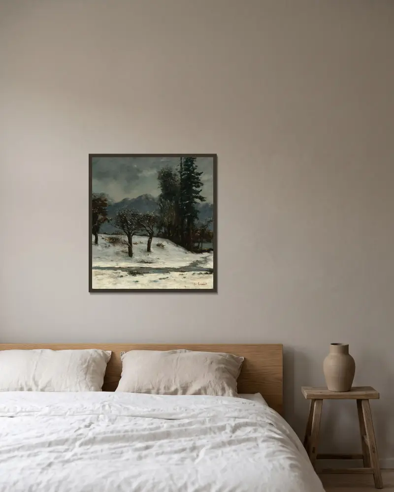 Schnee von Gustave Courbet gerahmt an einer Wand