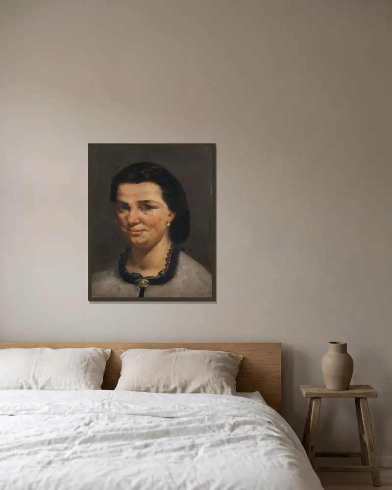 Portrait de femme, 1850 av Gustave Courbet inramad på en vägg