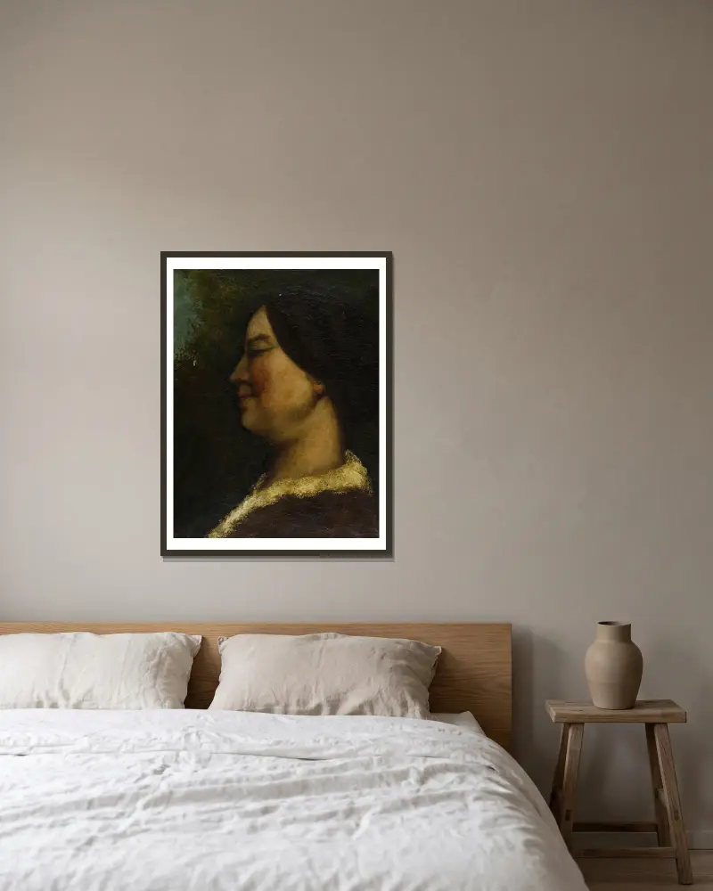Portrait de femme, 1855 av Gustave Courbet inramad på en vägg