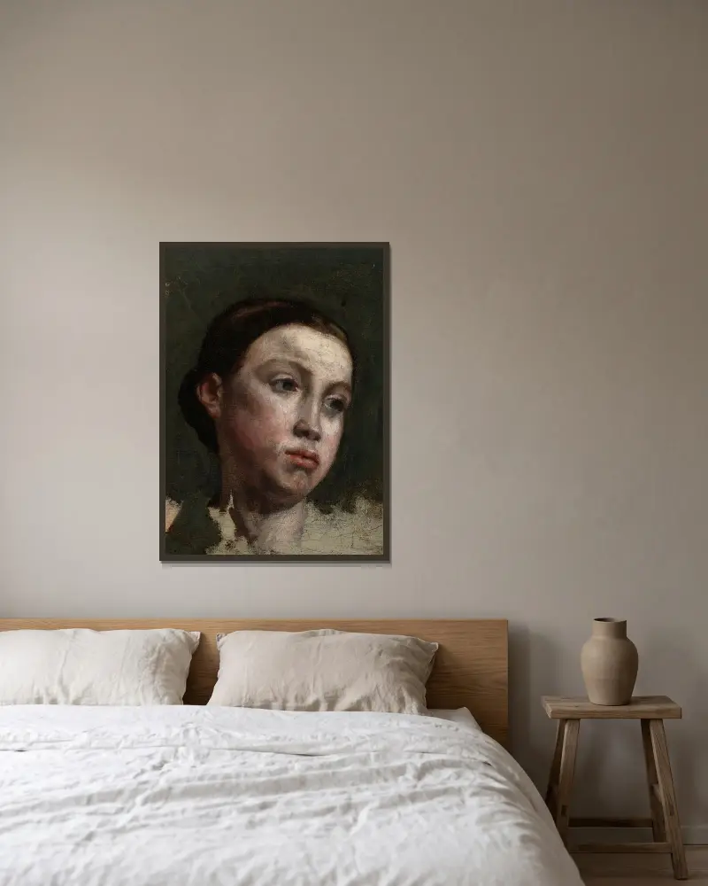 Portrait of a Young Woman av Gustave Courbet inramad på en vägg