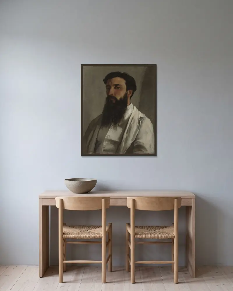 Portrait of Jules Bordet av Gustave Courbet inramad på en vägg