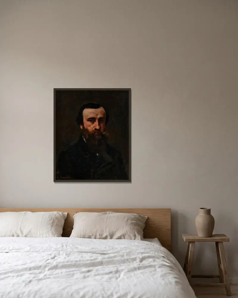 Portrait of M. Nicolle av Gustave Courbet inramad på en vägg
