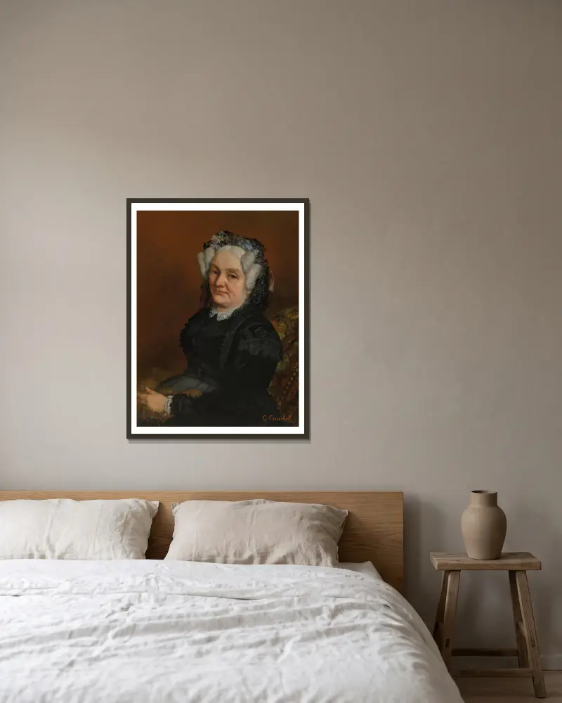 Porträtt av madame Sophie Loiseau av Gustave Courbet inramad på en vägg