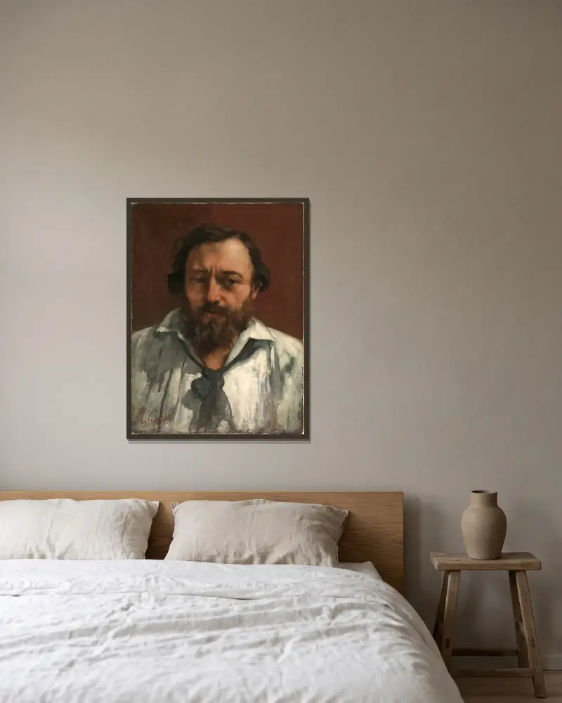 Portrait of the poet Pierre Dupont av Gustave Courbet inramad på en vägg