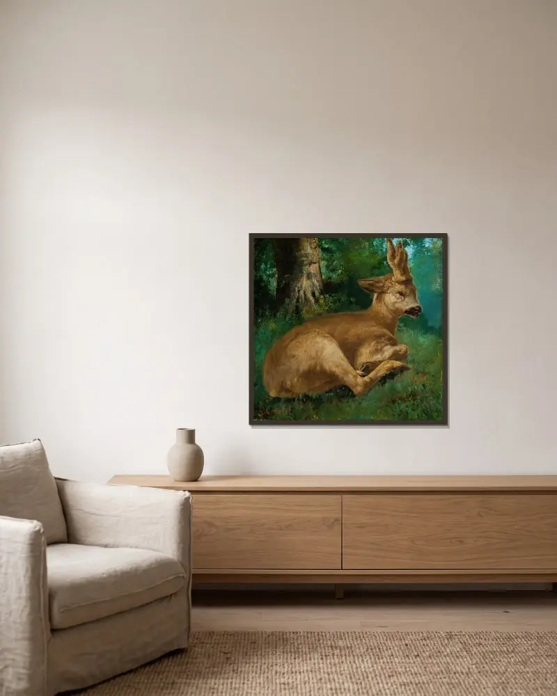 Rehbock von Gustave Courbet gerahmt an einer Wand