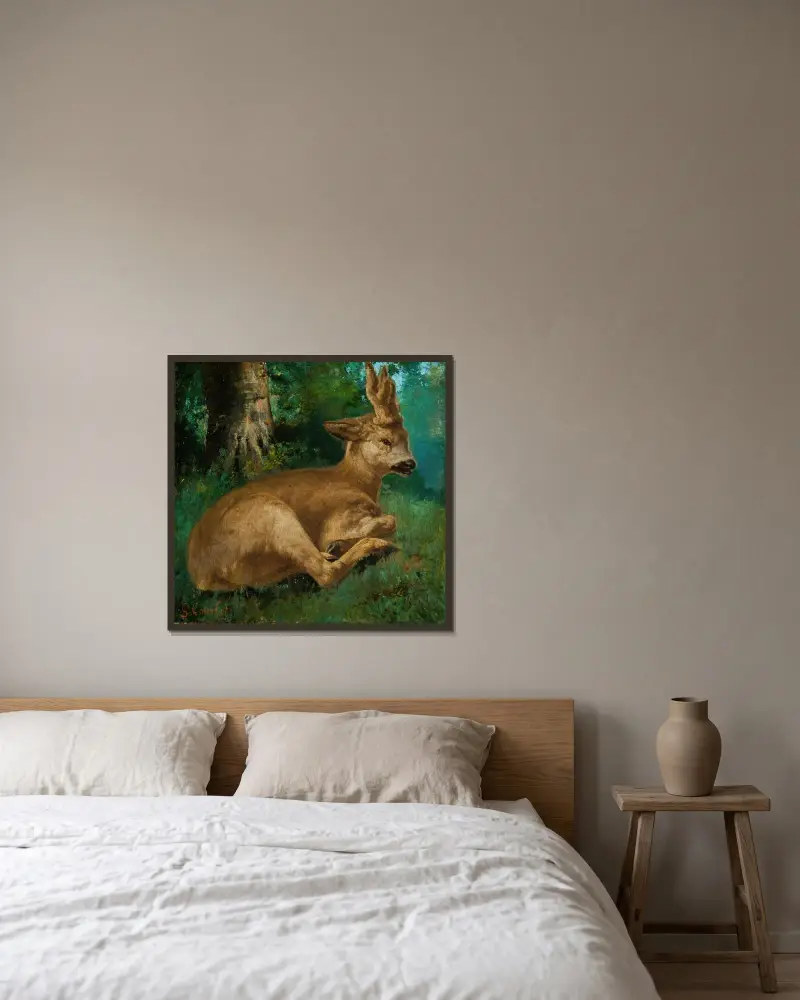 Rehbock von Gustave Courbet gerahmt an einer Wand