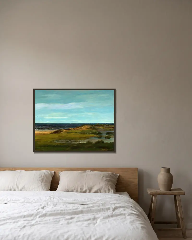 Küstenlandschaft von Gustave Courbet gerahmt an einer Wand