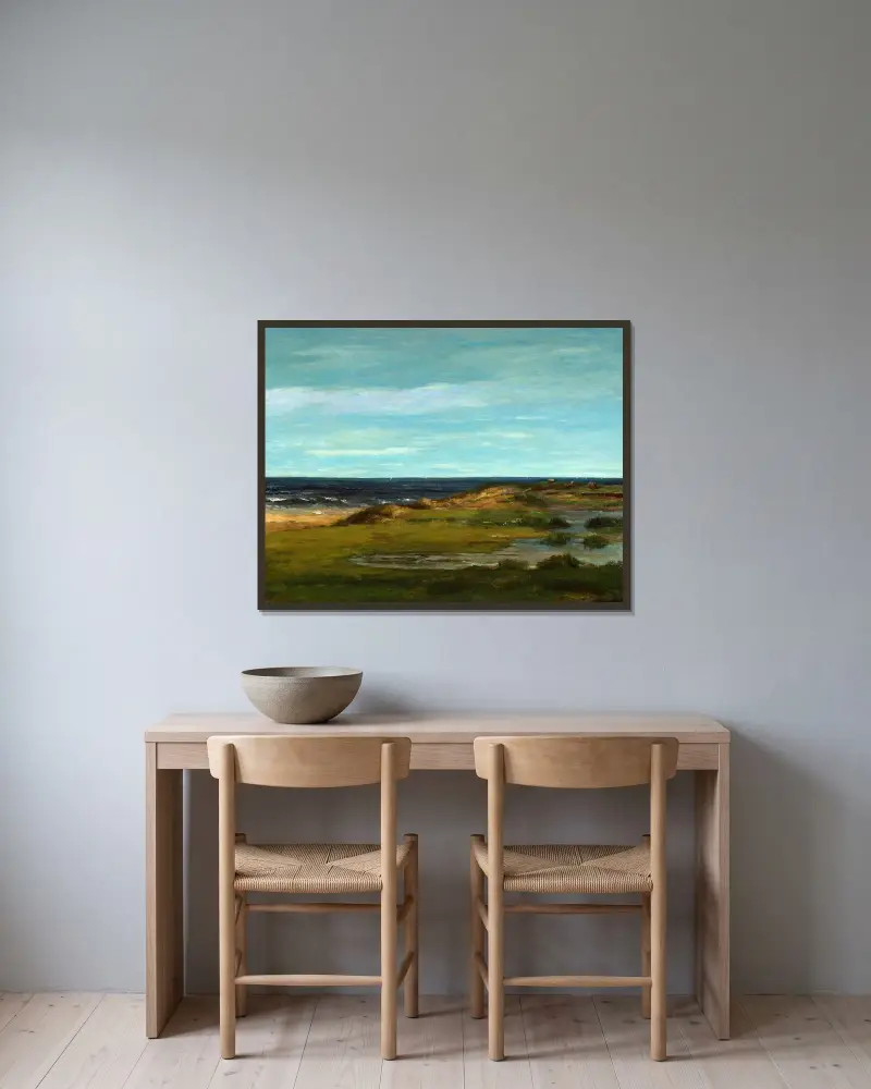 Küstenlandschaft von Gustave Courbet gerahmt an einer Wand