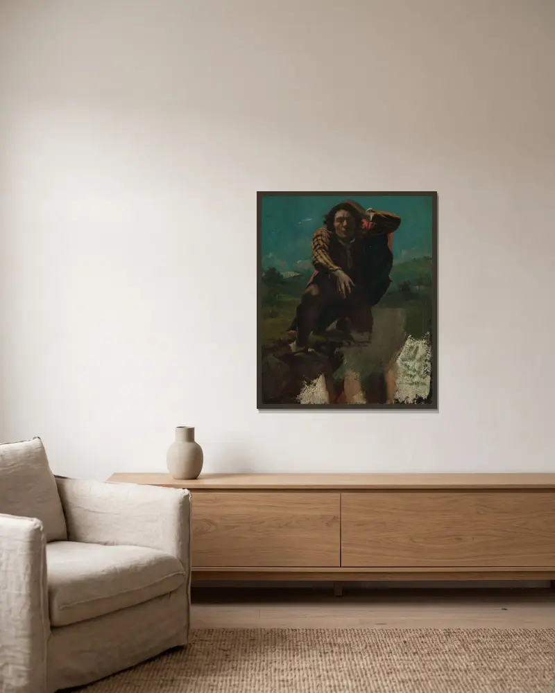 Selbstbildnis, 1844 von Gustave Courbet gerahmt an einer Wand