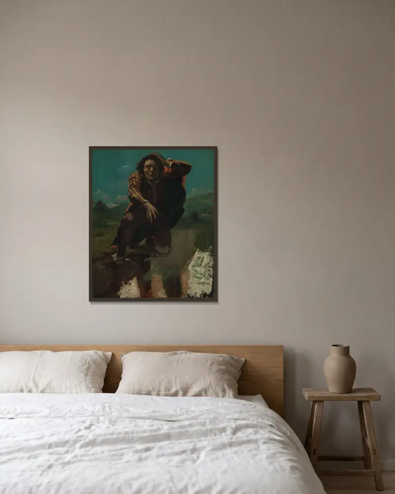 Selbstbildnis, 1844 von Gustave Courbet gerahmt an einer Wand
