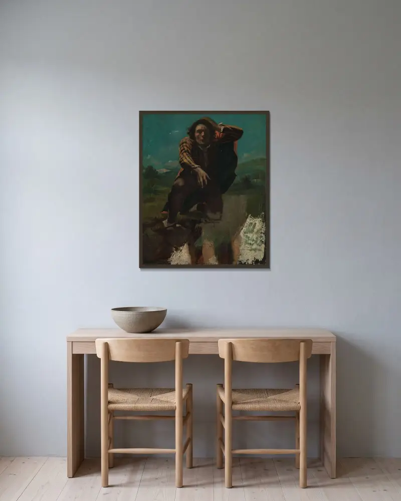 Selbstbildnis, 1844 von Gustave Courbet gerahmt an einer Wand
