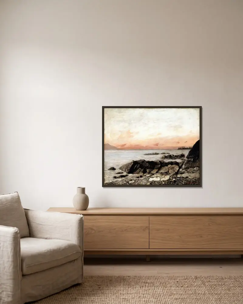 Sunset, Vevey, Switzerland av Gustave Courbet inramad på en vägg