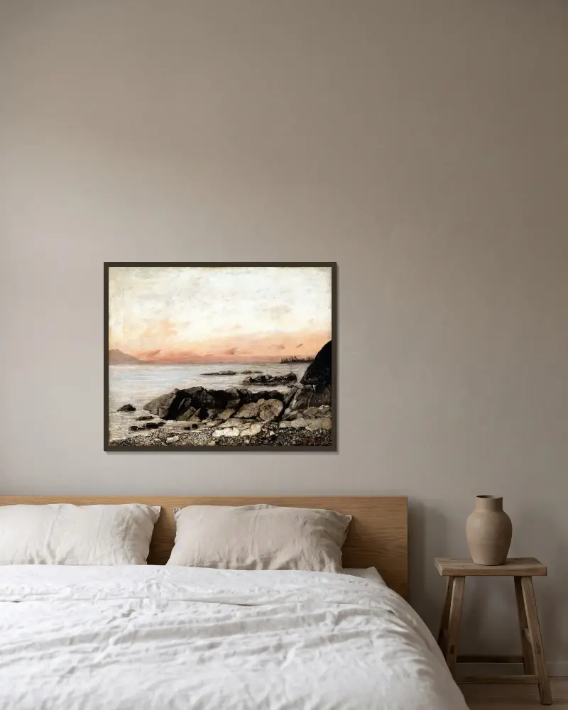 Sunset, Vevey, Switzerland av Gustave Courbet inramad på en vägg