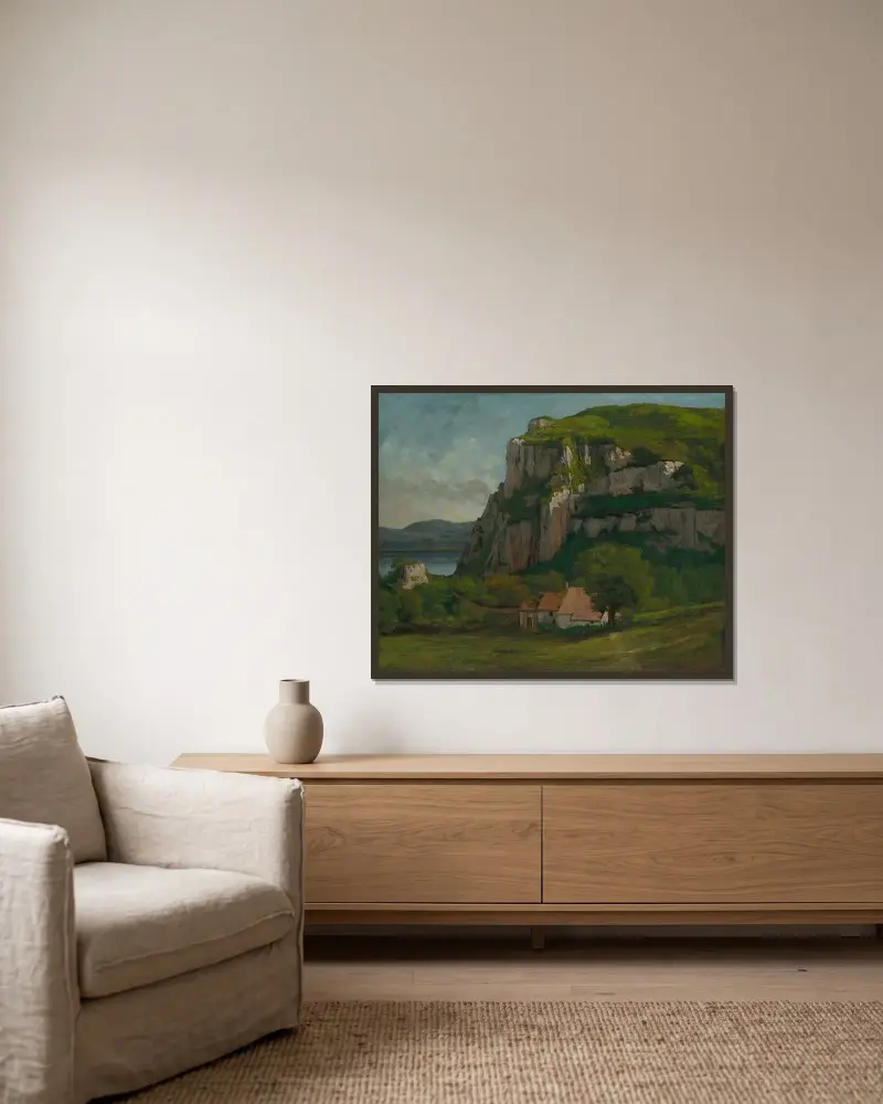 The Rock of Hautepierre av Gustave Courbet inramad på en vägg
